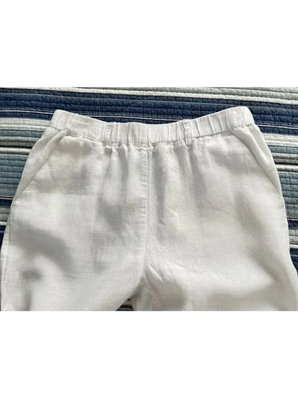 Quince Women’s 100% European Linen Pull On Crop Pants White Size S - Picture 14 of 16